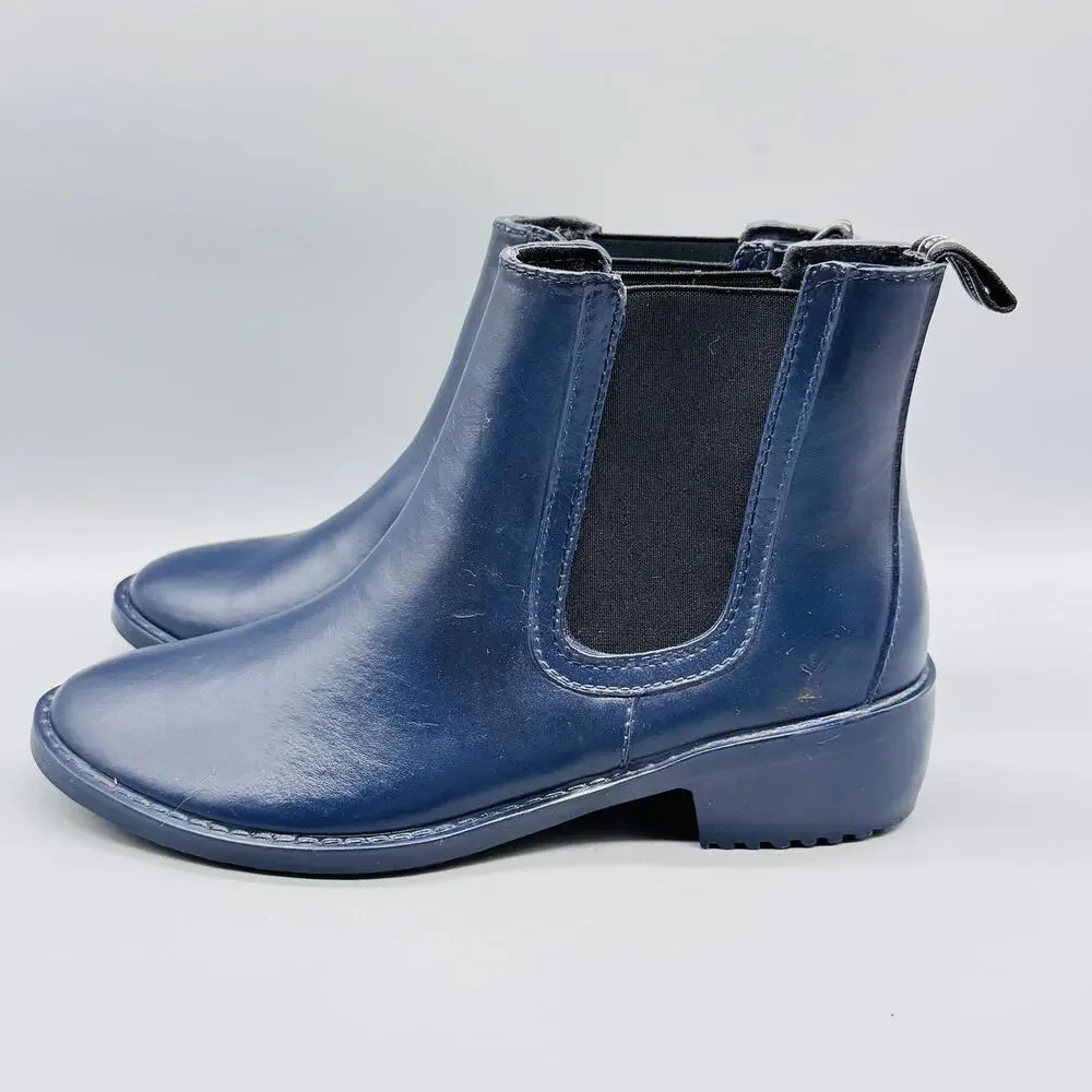 EMU Australia Boots Womens 9 Blue Rubber Chelsea Ankle Waterproof Rain Booties